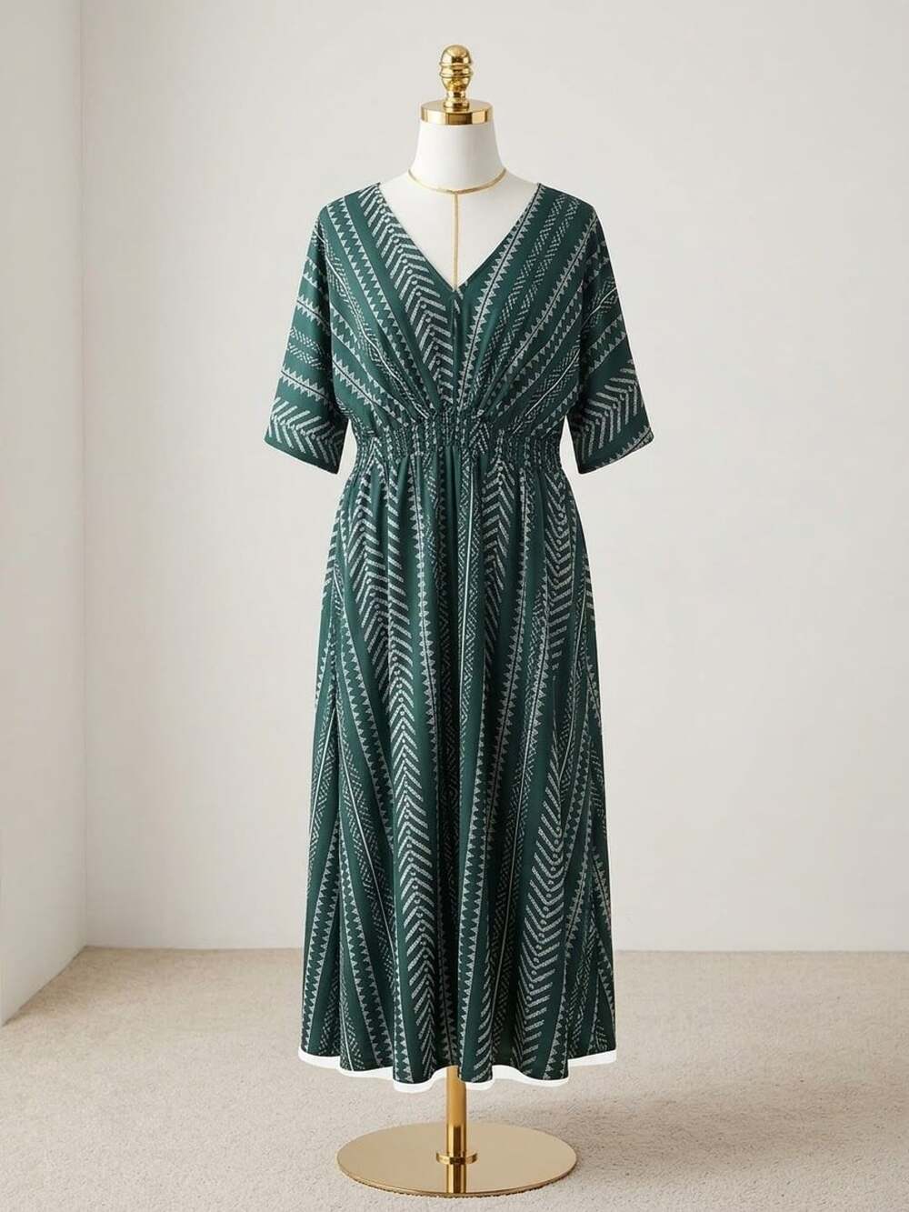 BloomChic plus Size 3X 22-24 Green Geometric BOHO Dress Size with pockets